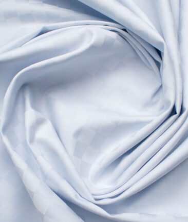 Soktas Men's Giza Cotton Self Design 2.25 Meter Unstitched Shirting Fabric (Sky Blue)
