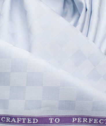 Soktas Men's Giza Cotton Self Design 2.25 Meter Unstitched Shirting Fabric (Sky Blue)