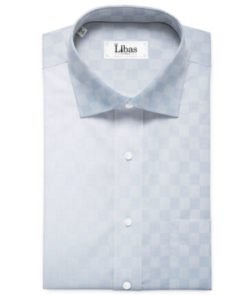 Soktas Men's Giza Cotton Self Design 2.25 Meter Unstitched Shirting Fabric (Sky Blue)
