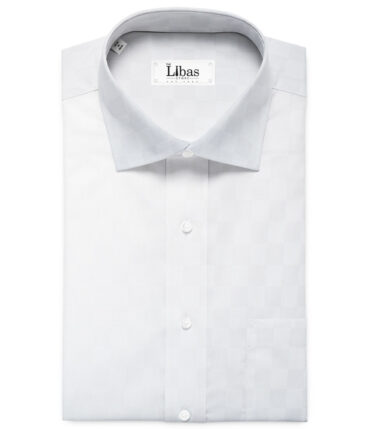 Soktas Men's Giza Cotton Self Design 2.25 Meter Unstitched Shirting Fabric (White)