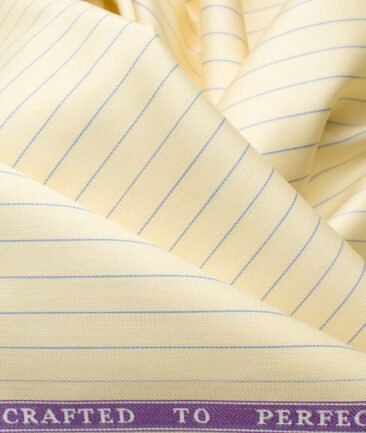 Soktas Men's Giza Cotton Striped 2.25 Meter Unstitched Shirting Fabric (Yellow)