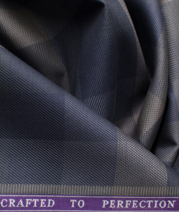 Soktas Men's Giza Cotton Checks 2.25 Meter Unstitched Shirting Fabric (Dark Blue)