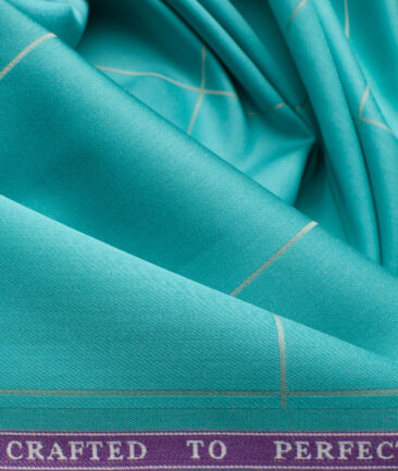 Soktas Men's Giza Cotton Checks 2.25 Meter Unstitched Shirting Fabric (Fern Green)