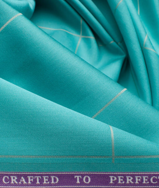 Soktas Men's Giza Cotton Checks 2.25 Meter Unstitched Shirting Fabric (Fern Green)