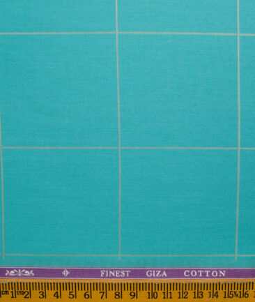 Soktas Men's Giza Cotton Checks 2.25 Meter Unstitched Shirting Fabric (Fern Green)
