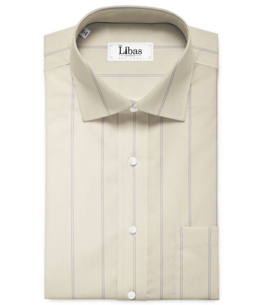 Soktas Men's Giza Cotton Striped 2.25 Meter Unstitched Shirting Fabric (Banana Yellow)