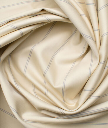 Soktas Men's Giza Cotton Striped 2.25 Meter Unstitched Shirting Fabric (Banana Yellow)