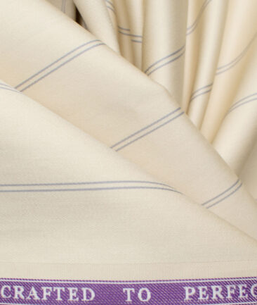 Soktas Men's Giza Cotton Striped 2.25 Meter Unstitched Shirting Fabric (Banana Yellow)