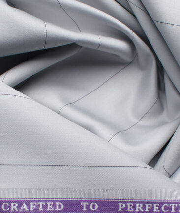 Soktas Men's Giza Cotton Striped 2.25 Meter Unstitched Shirting Fabric (Light Grey)