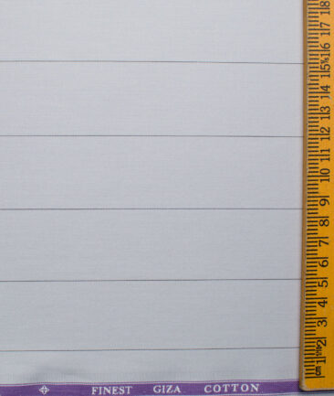 Soktas Men's Giza Cotton Striped 2.25 Meter Unstitched Shirting Fabric (Light Grey)