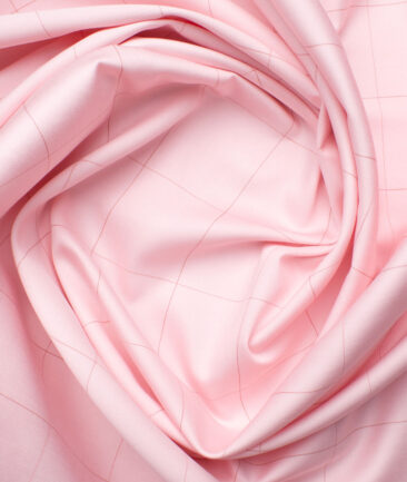 Soktas Men's Giza Cotton Checks 2.25 Meter Unstitched Shirting Fabric (Flamingo Pink)