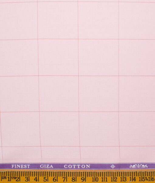 Soktas Men's Giza Cotton Checks 2.25 Meter Unstitched Shirting Fabric (Flamingo Pink)