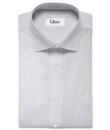 Soktas Men's Giza Cotton Self Design 2.25 Meter Unstitched Shirting Fabric (Light Grey)