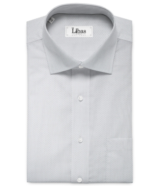 Soktas Men's Giza Cotton Self Design 2.25 Meter Unstitched Shirting Fabric (Light Grey)