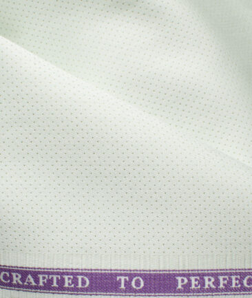 Soktas Men's Giza Cotton Self Design 2.25 Meter Unstitched Shirting Fabric (Light Olive Green)