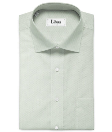 Soktas Men's Giza Cotton Self Design 2.25 Meter Unstitched Shirting Fabric (Light Olive Green)