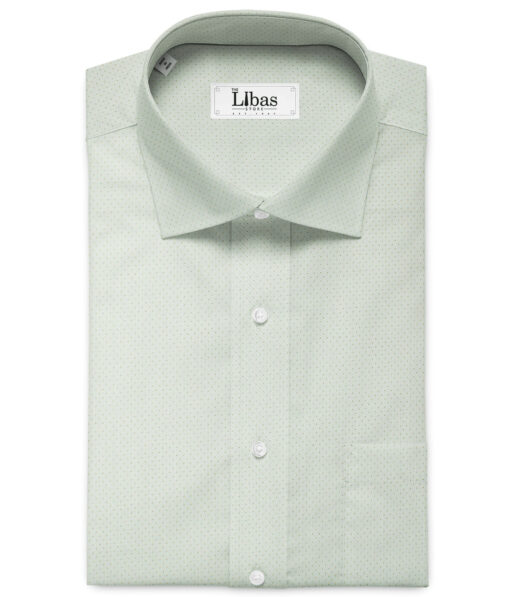 Soktas Men's Giza Cotton Self Design 2.25 Meter Unstitched Shirting Fabric (Light Olive Green)