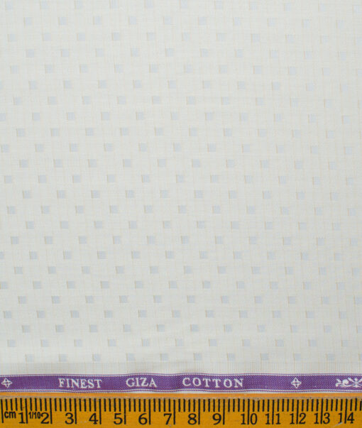 Soktas Men's Giza Cotton Self Design 2.25 Meter Unstitched Shirting Fabric (Ivory Beige)