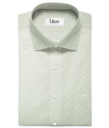 Soktas Men's Giza Cotton Self Design 2.25 Meter Unstitched Shirting Fabric (Light Olive Green)