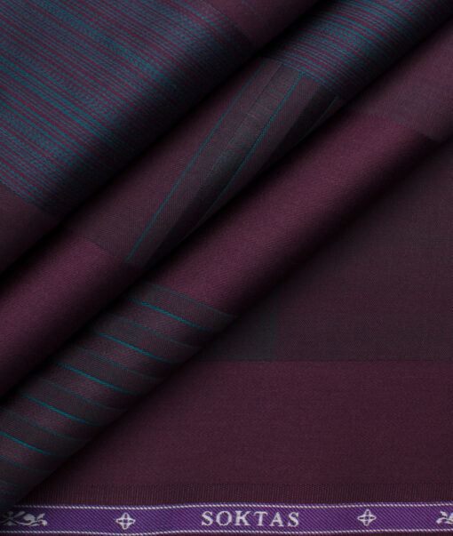 Soktas Men's Giza Cotton Checks 2.25 Meter Unstitched Shirting Fabric (Dark Wine)