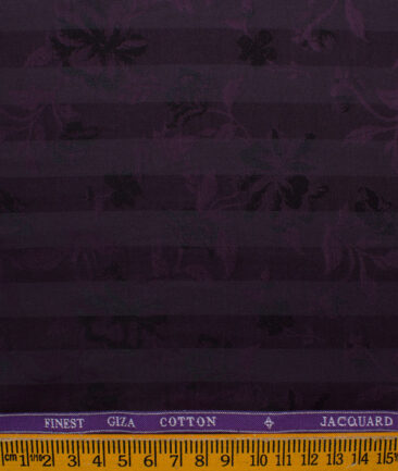 Soktas Men's Giza Cotton Striped 2.25 Meter Unstitched Shirting Fabric (Dark Wine)