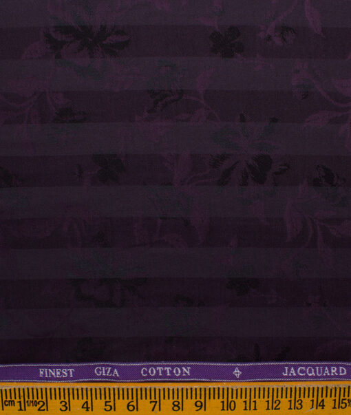 Soktas Men's Giza Cotton Striped 2.25 Meter Unstitched Shirting Fabric (Dark Wine)