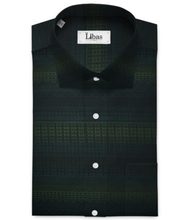 Soktas Men's Giza Cotton Self Design 2.25 Meter Unstitched Shirting Fabric (Green)