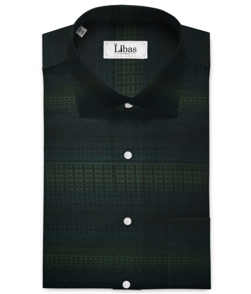 Soktas Men's Giza Cotton Self Design 2.25 Meter Unstitched Shirting Fabric (Green)