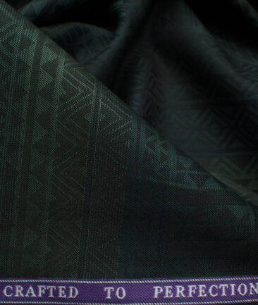 Soktas Men's Giza Cotton Self Design 2.25 Meter Unstitched Shirting Fabric (Green)
