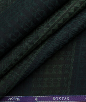Soktas Men's Giza Cotton Self Design 2.25 Meter Unstitched Shirting Fabric (Green)