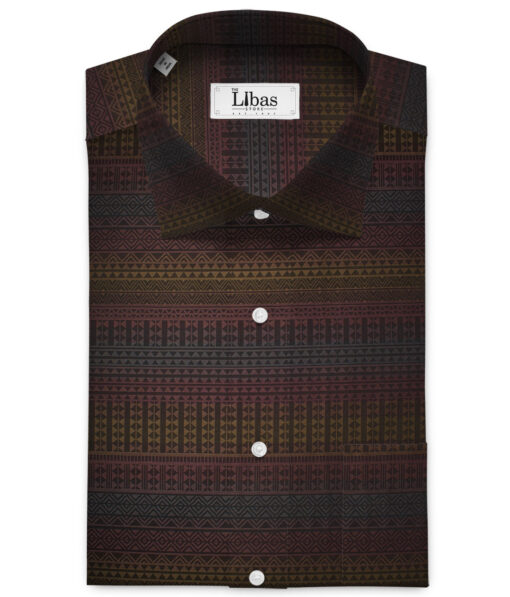 Soktas Men's Giza Cotton Self Design 2.25 Meter Unstitched Shirting Fabric (Light Brown)