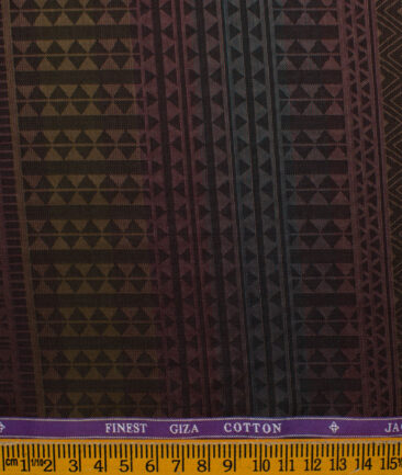 Soktas Men's Giza Cotton Self Design 2.25 Meter Unstitched Shirting Fabric (Light Brown)