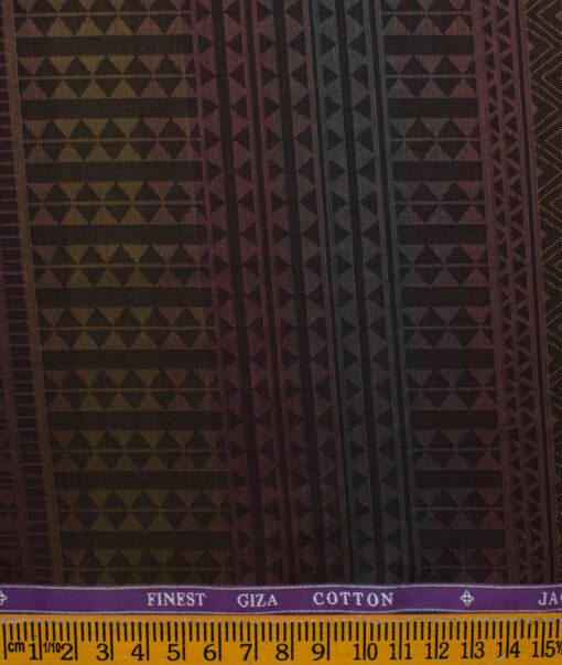 Soktas Men's Giza Cotton Self Design 2.25 Meter Unstitched Shirting Fabric (Light Brown)