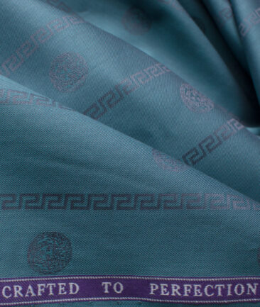 Soktas Men's Giza Cotton Striped 2.25 Meter Unstitched Shirting Fabric (Ocean Blue)