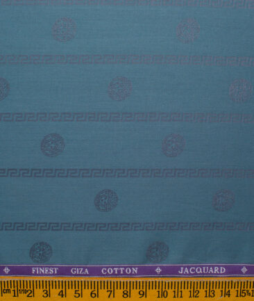 Soktas Men's Giza Cotton Striped 2.25 Meter Unstitched Shirting Fabric (Ocean Blue)