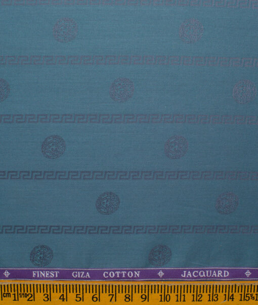 Soktas Men's Giza Cotton Striped 2.25 Meter Unstitched Shirting Fabric (Ocean Blue)