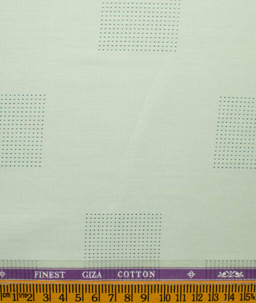 Soktas Men's Giza Cotton Self Design 2.25 Meter Unstitched Shirting Fabric (Olive Green)