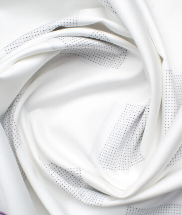 Soktas Men's Giza Cotton Self Design 2.25 Meter Unstitched Shirting Fabric (White & Black)
