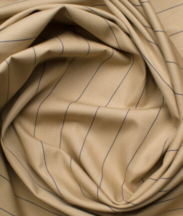 Soktas Men's Cotton Striped 2.25 Meter Unstitched Shirting Fabric (Sand Beige)