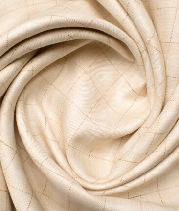 Solino Men's Linen Checks 3.75 Meter Unstitched Suiting Fabric (Cream)