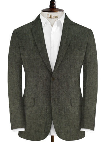 Sebastiano Veronese Men's Linen Self Design 3.75 Meter Unstitched Suiting Fabric (Dark Green)