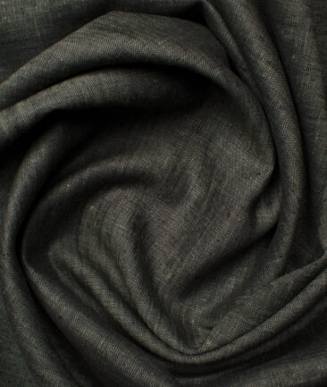 Sebastiano Veronese Men's Linen Self Design 3.75 Meter Unstitched Suiting Fabric (Dark Green)