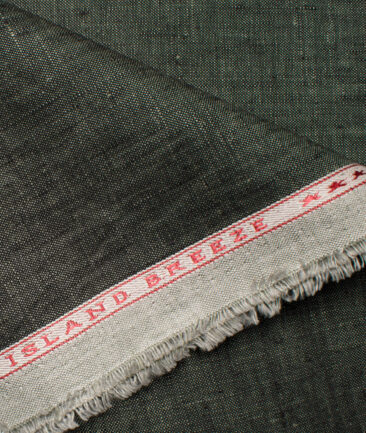 Sebastiano Veronese Men's Linen Self Design 3.75 Meter Unstitched Suiting Fabric (Dark Green)