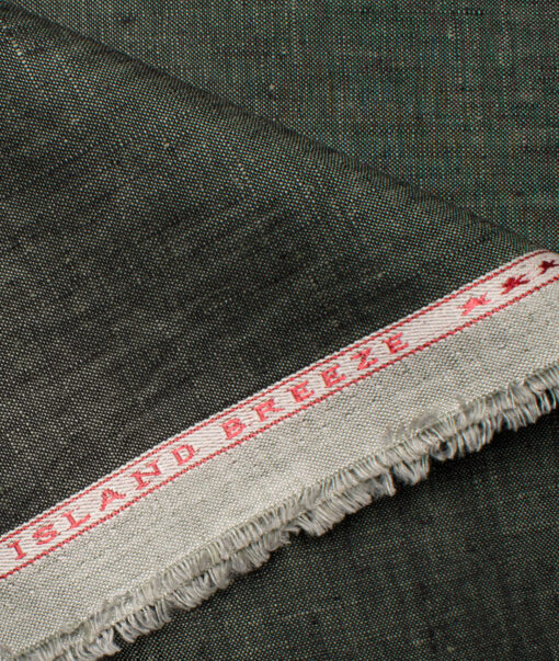 Sebastiano Veronese Men's Linen Self Design 3.75 Meter Unstitched Suiting Fabric (Dark Green)
