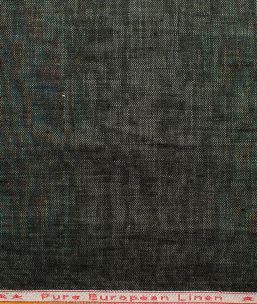 Sebastiano Veronese Men's Linen Self Design 3.75 Meter Unstitched Suiting Fabric (Dark Green)