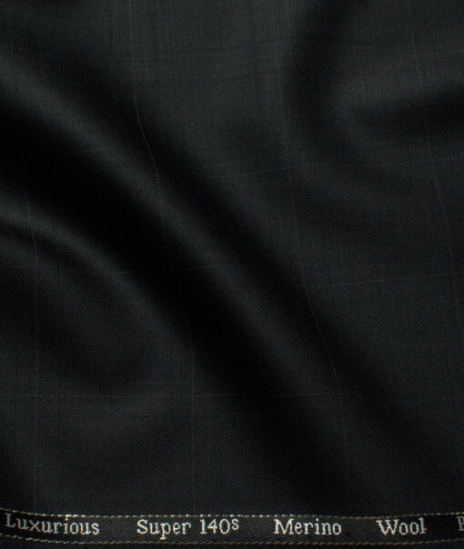 Cadini Men's Wool Super 140s Unstitched Self Checks Suiting Fabric (Black) - Image 2