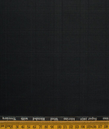 Cadini Men's Wool Super 140s Unstitched Self Checks Suiting Fabric (Black) - Image 4