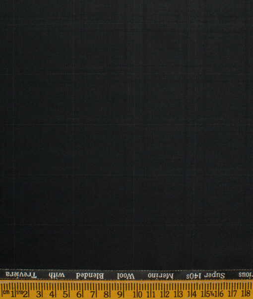 Cadini Men's Wool Super 140s Unstitched Self Checks Suiting Fabric (Black) - Image 4