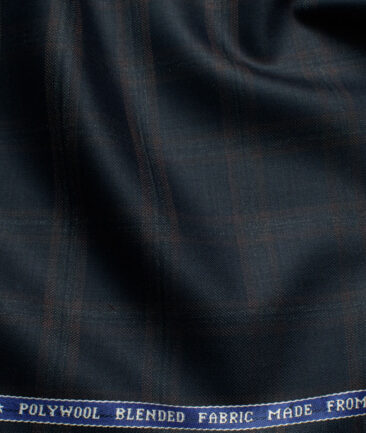 Raymond Men's Wool Checks Super 70's  Unstitched Suiting Fabric (Dark Blue) - Image 2