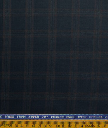 Raymond Men's Wool Checks Super 70's  Unstitched Suiting Fabric (Dark Blue) - Image 3